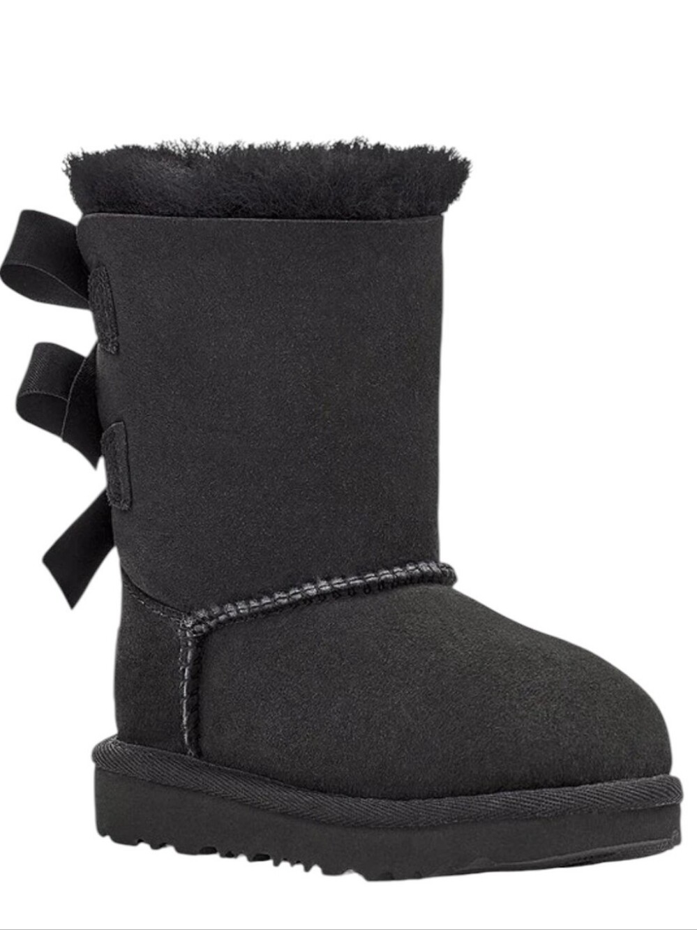 Ugg Bailey Bow II Black Genuine Suede Leather Boots Girls Little Kids Size 11